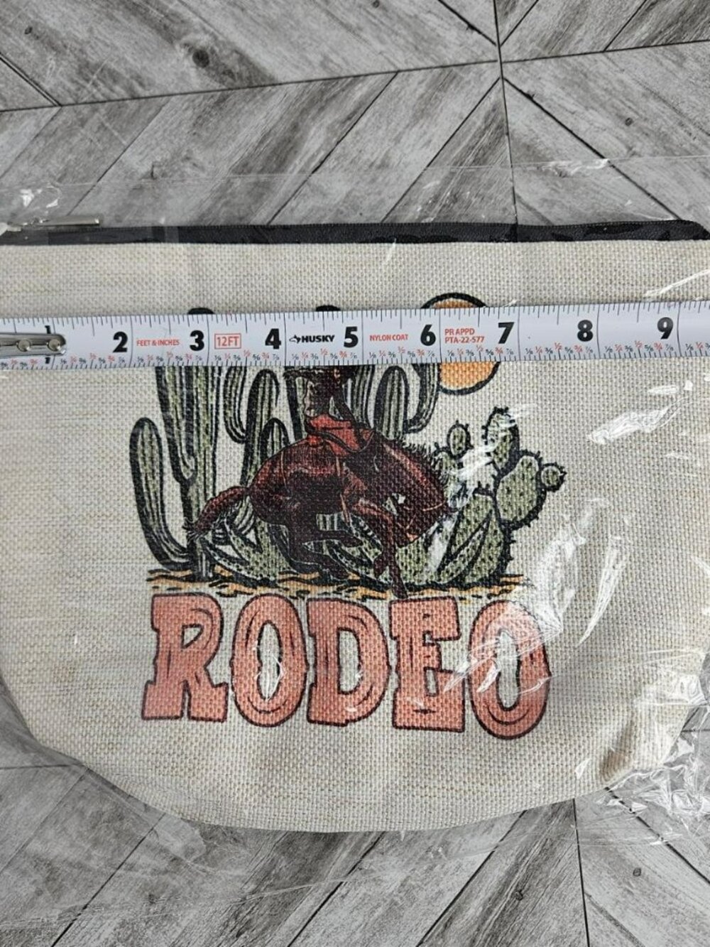 Rodeo Theme 2 Zipper Pouches Bags Purse Cactus Bull Western Cowgirl Canvas NWT - Picture 3 of 4